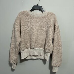 American Eagle Outfitters Cream Sherpa Pullover